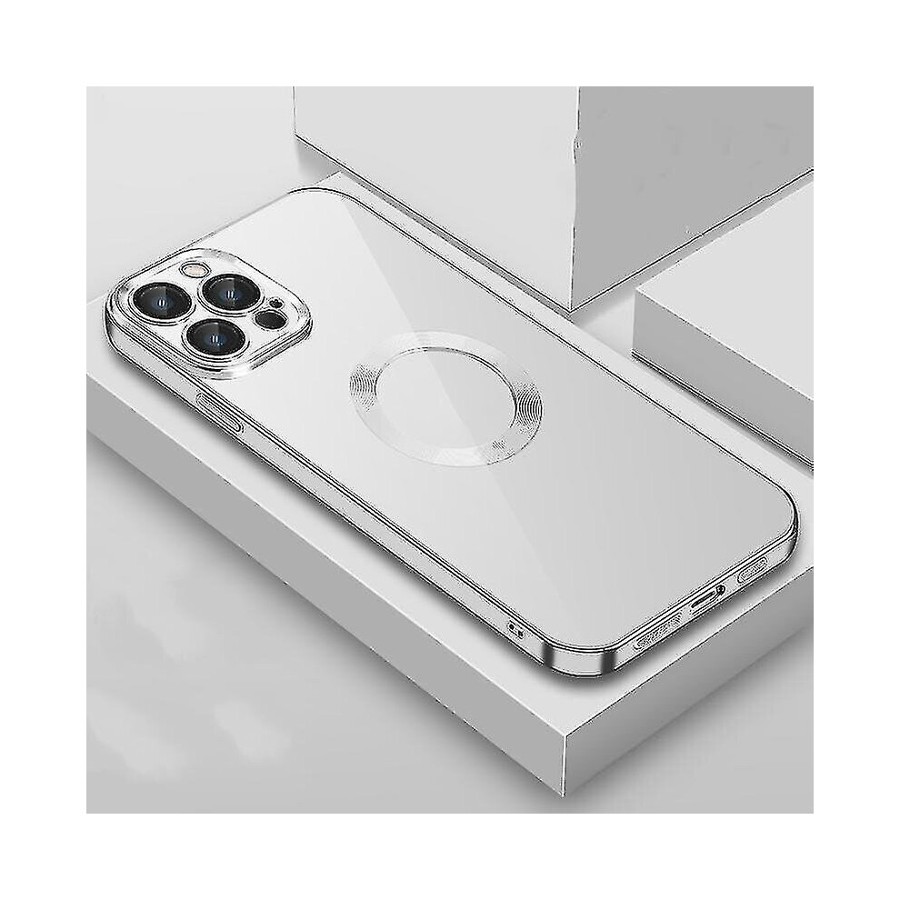 (Silver) For Iphone 13 Pro Max 9D Electroplated Edge Lens Film Clear Pc Tpu Shockproof Case Silver 9179344186662