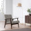 Living And Home Solid Wooden Button Cushion Armchair-Grey 2