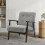 Living And Home Solid Wooden Button Cushion Armchair-Grey 1