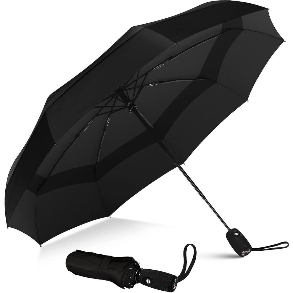 (Black) Repel Umbrella Windproof Travel Umbrella - Wind Resistant, Small - Compact, Light, Automatic, Strong, Mini, Folding And Portable - Backpack, C Black