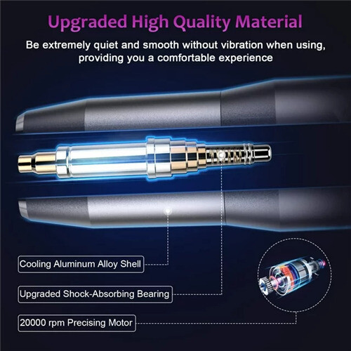 Electric Nail Drill Rechargeable Nail File Kit with LED Lights 2