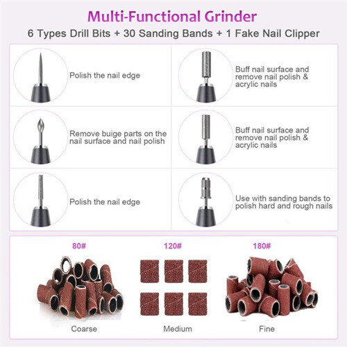 Electric Nail Drill Rechargeable Nail File Kit with LED Lights 1