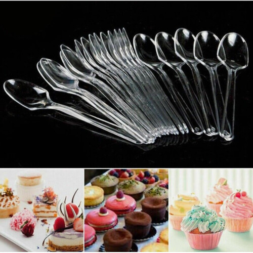 500PCS Plastic Mini Spoons Dessert Serving Disposable Teaspoon Party Supplies