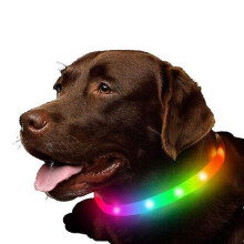 (colorful) Led Dog Collar , Rechargeable Rainbow Color Changing Light Up Dog Collars, Waterproof Dog Lights Make Pet Visible And Safety