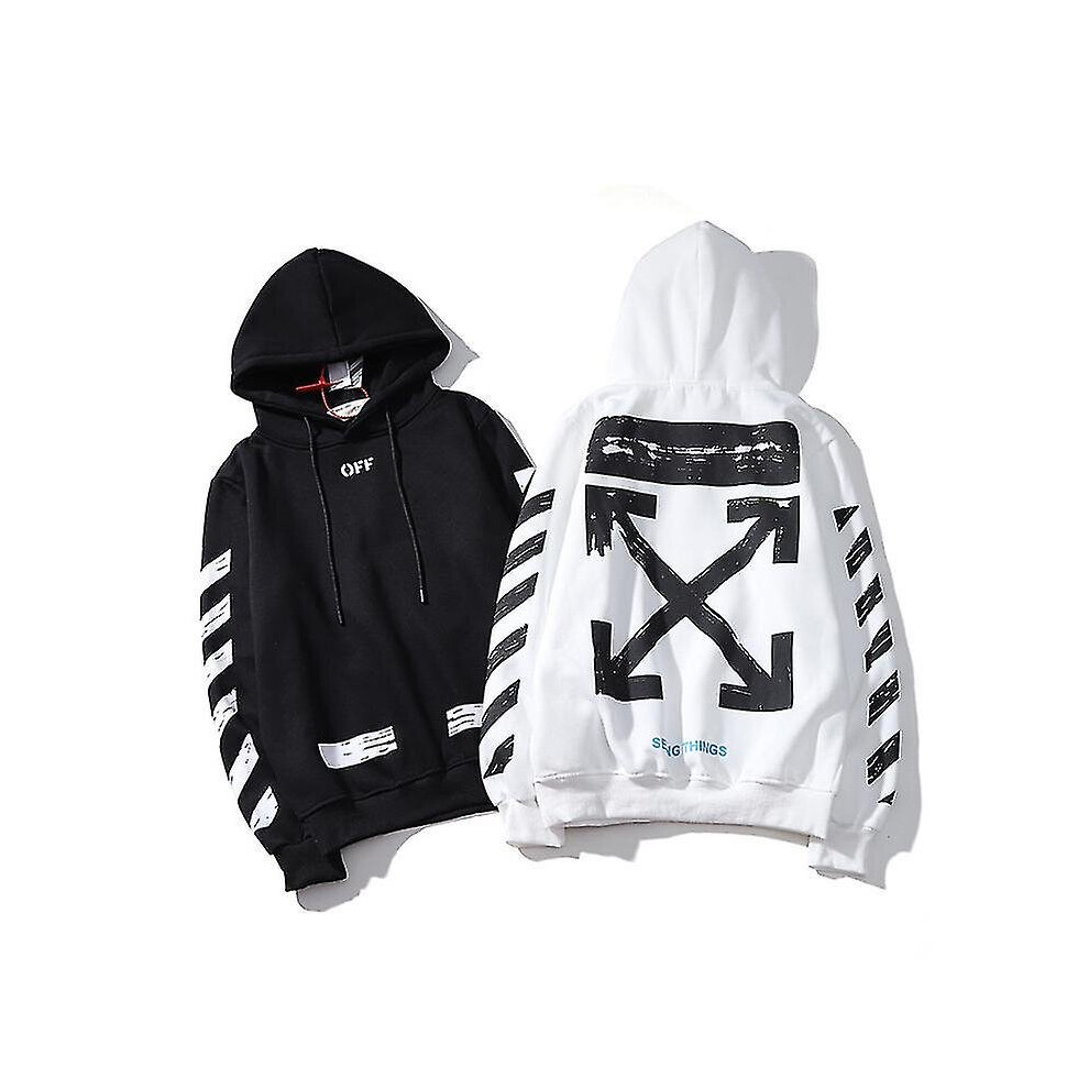 Unisex Striped Pullover Hoodie Retro Arrows Off white Hoodie Jacket Hooded Sweatshirt