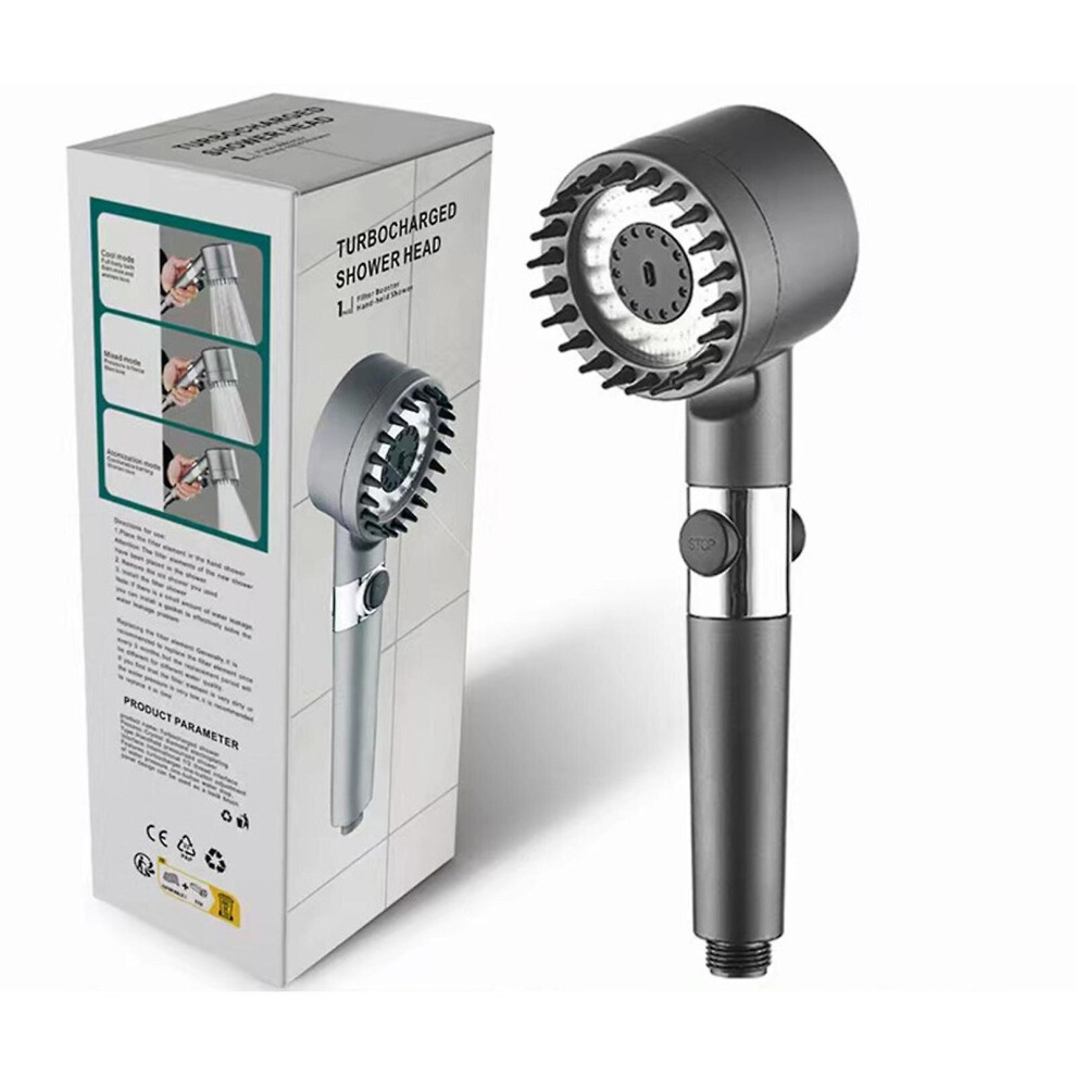 (Without Hose) Multifunctional Massage Shower - High Pressure 3-Mode Handheld Shower Head, High Pressure Massage Shower Head With 6.56 Foot Hose 9363541270631