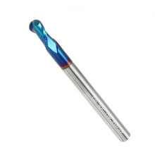 (2) R0.5-R3 2 Flutes Tungsten Carbide End Mill HRC65 NACO Coated Ball Nose Milling Cutter