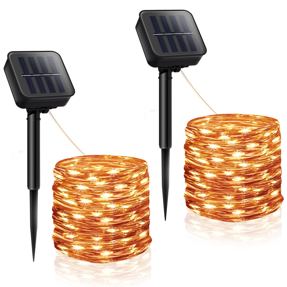 Pack of 2 Outdoor Solar 120 LED String Lights Waterproof