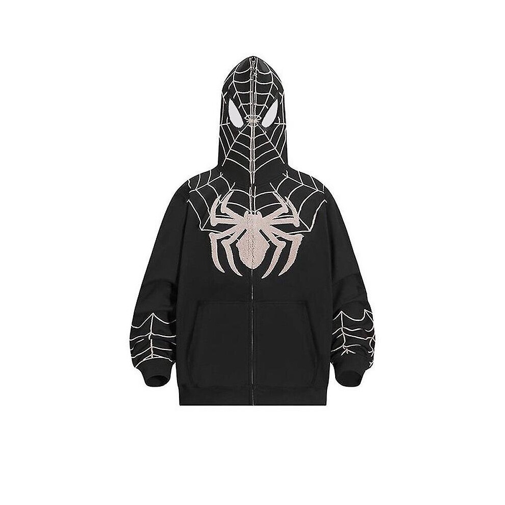 (Black, L) Spiderman Hooded Sweatshirt For Men Women's Printed Hooded Jacket Streetwear Pullover Hoodie