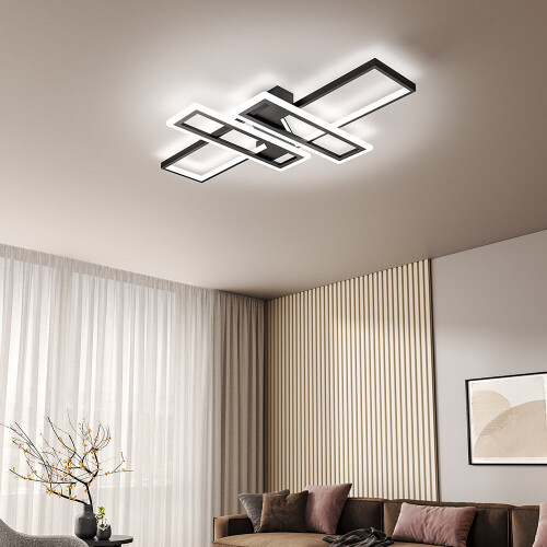 Living And Home (90*60cm) Geometric Black Frame LED Ceiling Light 1