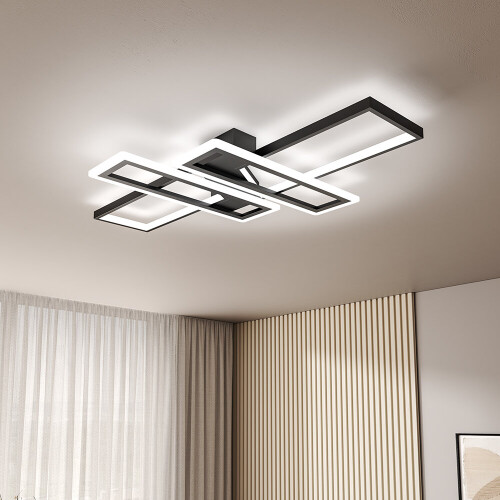 Living And Home (90*60cm) Geometric Black Frame LED Ceiling Light