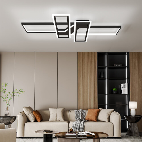 Living And Home (120*80cm) Geometric Black Frame LED Ceiling Light 1