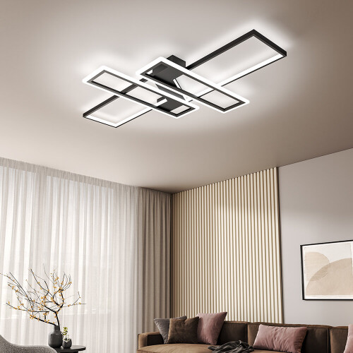 Living And Home (120*80cm) Geometric Black Frame LED Ceiling Light