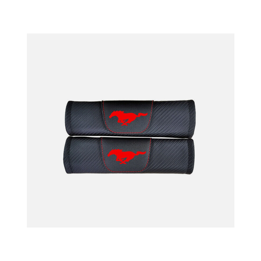2Pcs Fashion Carbon Fiber Leather Car Seat Belt Shoulder Pad For Ford Mustang 5601103455008