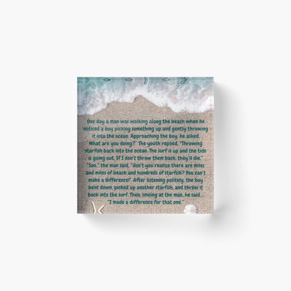 Acrylic Block The Starfish Story, You Can Make A Difference Cube Art Prints Gifts 6 x 6 inch