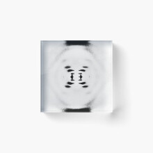 Acrylic Block Rosalind Franklin's B-Form x-ray of DNA, 1952, Diffraction Photo Cube Art Prints Gifts 6 x 6 inch