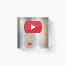 Acrylic Block *Send me a Message* Youtube Award Plaque with the Creator Streamer follower play Button for Channel Cube Art Prints Gifts 6 x 6 inch