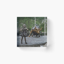 Acrylic Block Fearless Girl and Charging Bull Photo Cube Art Prints Gifts 6 x 6 inch