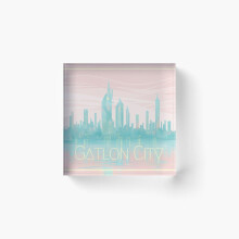 Acrylic Block Gatlon City Cube Art Prints Gifts 6 x 6 inch