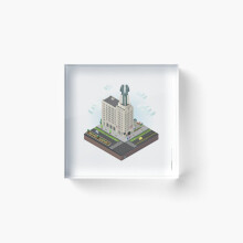 Acrylic Block City Blocks: Times Square Building (Rochester, NY) Cube Art Prints Gifts 6 x 6 inch