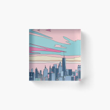 Acrylic Block City sunset by Elebea Cube Art Prints Gifts 6 x 6 inch