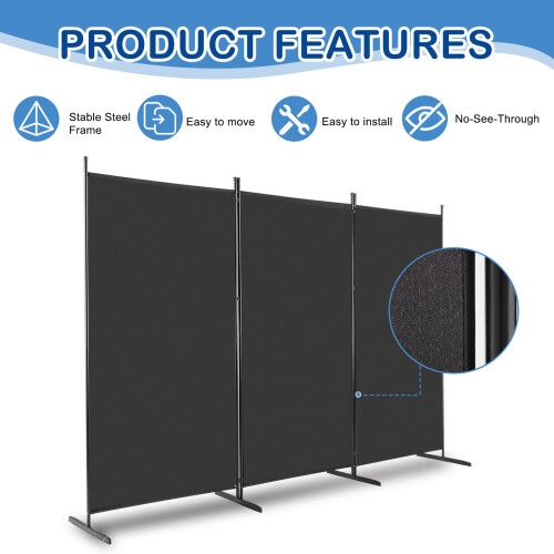 6FT Folding 3 Panels Room Divider Freestanding Wall Privacy Screen Protector 2
