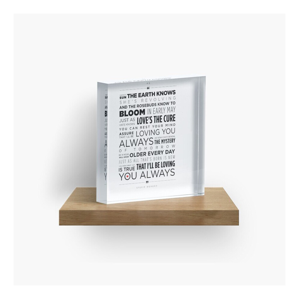Acrylic Block AS by Stevie Wonder Cube Art Prints Gifts 6 x 6 inch