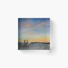 Acrylic Block Ocean City Lifeguard Stand at Sunset Cube Art Prints Gifts 6 x 6 inch
