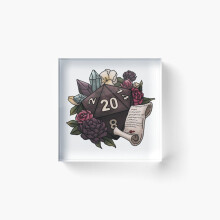 Acrylic Block Warlock Class D20 - Tabletop Gaming Dice Cube Art Prints Gifts 6 x 6 inch