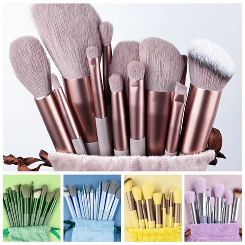 (Yellow) 13PCS Makeup Brushes Set Beauty Soft Makeup Tool