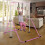 (Pink ) Gymnastics Bar, Folding Horizontal Bar With Rings 7
