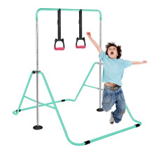 (Green ) Gymnastics Bar, Folding Horizontal Bar With Rings