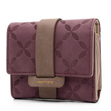 (Purple) Women Fashion Purse Mini Faux Leather Wallet Card Holder Bag Zip Coin Pouch ID Wallet