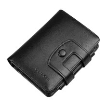 (Black) Women 10 Card Slots Solid Short Wallet Purse