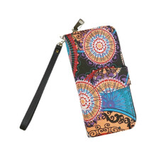 (Colorful) Women canvas bohemian style printing long clutch purse wallet