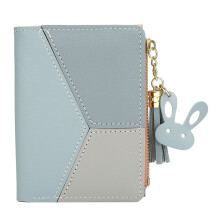 (Blue) Tassels PU Leather Multi-Slots Short Money Bag Slim Card Holder Purse Wallet for Women