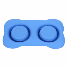 (Blue, S) Dog Pet Bowl Stainless Steel No Spill Silicone Mat Pet Water Food Dish