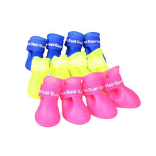 (Yellow, M) 4Pcs/1Set Portable Pet Dog Waterproof Boots Rain Shoes Non-Slip