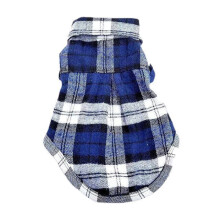 (Blue, M) 100% Cotton Pet Dog Plaid Stripe T-Shirt Puppy Vest Coats For Small Dog Clothes Classical Style