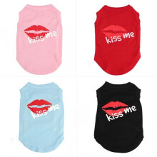 (Black, M) Summer Vogue Pet Dog Cat Vest Waistcoat Sleeveless Red Lip Vest Coat