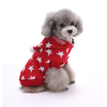 (Red, S) Christmas Star Winter Warm Sweater For Pet Dog Cat Hoodie Pappy Jumpsuits With Hat