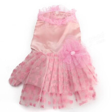 (S) Summer Pet Dog Princess Dress Heart Lace Dog Cat Wedding Dress