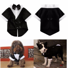 (S) Pet Dog Cat Clothes Puppy Bow Tie Shirt Wedding Suit Clothes Tuxedo Costume Collared Shirt Jumpsuit