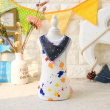 (V-White, S) Summer Puppy Dog Cat Clothes Striped Scarf Vest Kitten Casual Sailor Pets Cute Clothes Vest T-Shirts