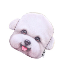(White 1) cartoon cute dog coin bag plush card holder key purse