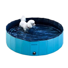(Blue) Foldable Dog Pool Pet Bath Inflatable Swimming Tub Collapsible Bathing Pool for Dogs Cats Playing Kids Supplies Portable Durable PVC Composite Cloth