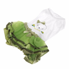 (Green, M) Summer Dog Dress Puppy Party Dress Bubble Fruit Doggy Colorful Skirts