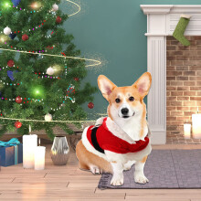 (M) Pet Puppy Dog Christmas Santa Claus Clothes Hoodie Outfit Outwear Coat