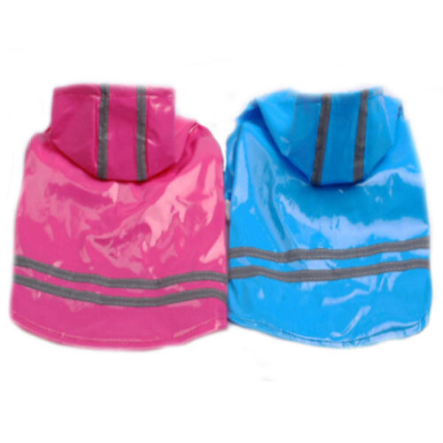 (Blue, S) PU Leather Night Safe Reflective Effect Waterproof Pet Rain Coat 1