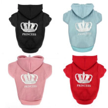 (Black, XXL) XS To XXXL Winter Pets Dog Princess Crown Printed Clothes Puppy Cat Hoodie Warm Coat